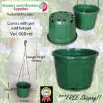 115mm Hanging Basket Pot Green at Nursery and Garden Supplies NZ - for more info go to nurseryandgardensupplies.co.nz