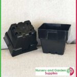 100mm Square Squat Punnet-Pot Black - for more info go to nurseryandgardensupplies.com.au