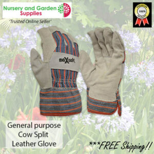 Cow split Leather Palm Glove with Safety Cuff - for more info go to nurseryandgardensupplies.co.nz