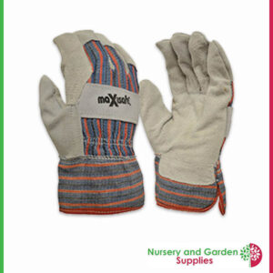 Cow split Leather Palm Glove with Safety Cuff - for more info go to nurseryandgardensupplies.co.nz