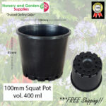 100mm Squat Plant Pot Black