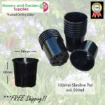 100mm Plastic Pot Slimline Black