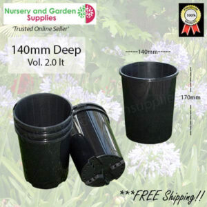 140mm DEEP Plant Pot Black