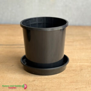 165mm Black Pot with Saucer – Nursery Combo Pack