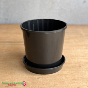 180mm Black Pot with Saucer – Nursery Combo Pack