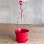 170mm Hanging Basket Pot RED (Pot, Saucer & Hanger)
